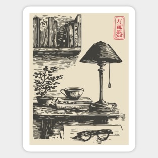 Dark Academia Library Desk Sticker